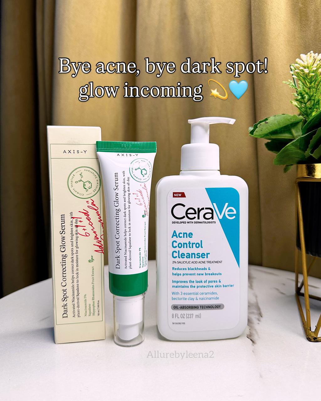 ACNE DUO🩵 (Cerave Acne Cleanser & Axis Y Dark Spot Serum)