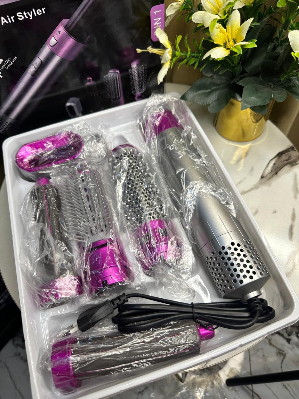 5 in 1 Air Wrap (New 2022 1000W Hot Air Brush + Hair Styler + Hair Straightening Brush + Automatic Curler)