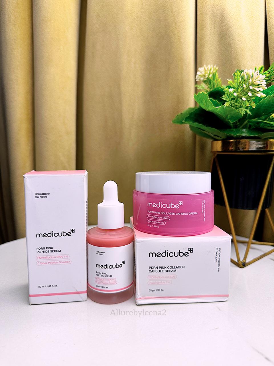 Medicube PDRN Pink Peptide Serum & PDRN Pink Collagen Capsule Cream