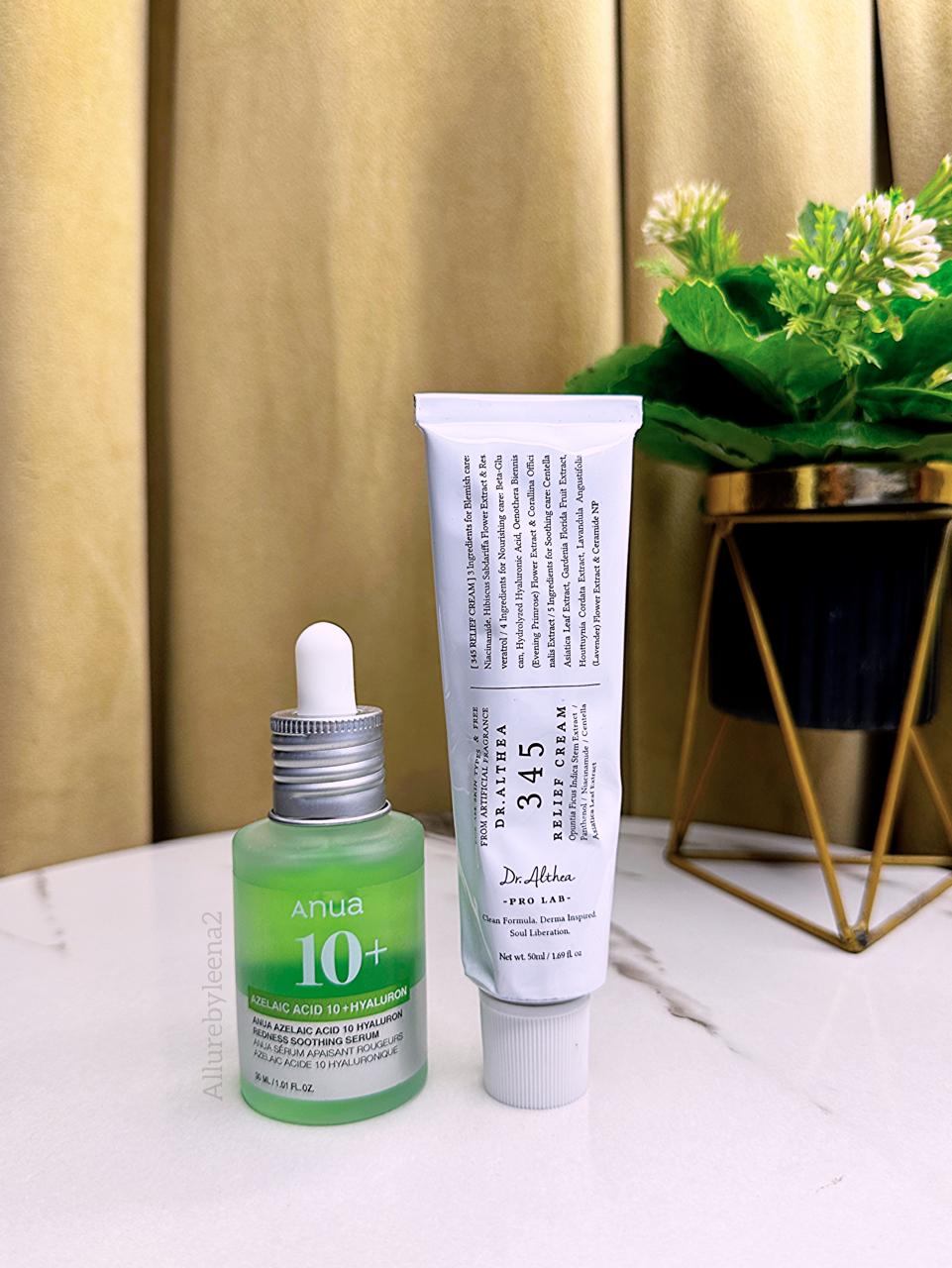 Anua Azelaic Acid 10+ Serum &amp; Dr. Althea 345 Relief Cream Duo