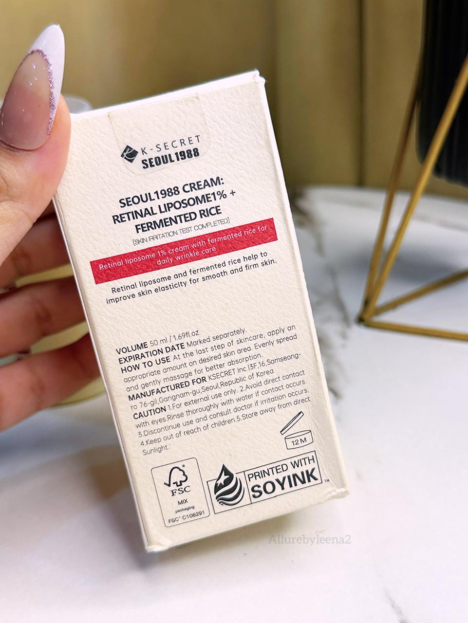 K-SECRET SEOUL 1988 Cream: Retinal Liposome 1% + Fermented Rice