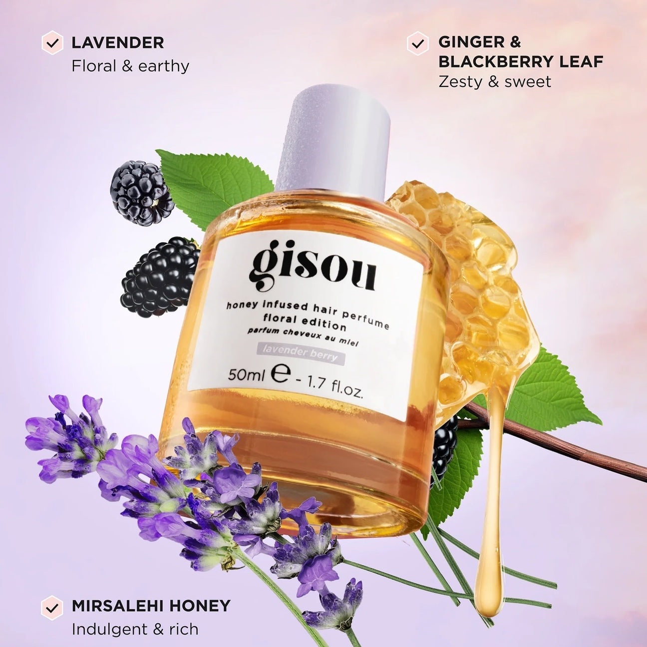 Gisou Honey Infused Hair Perfume Floral Edition lavender berry